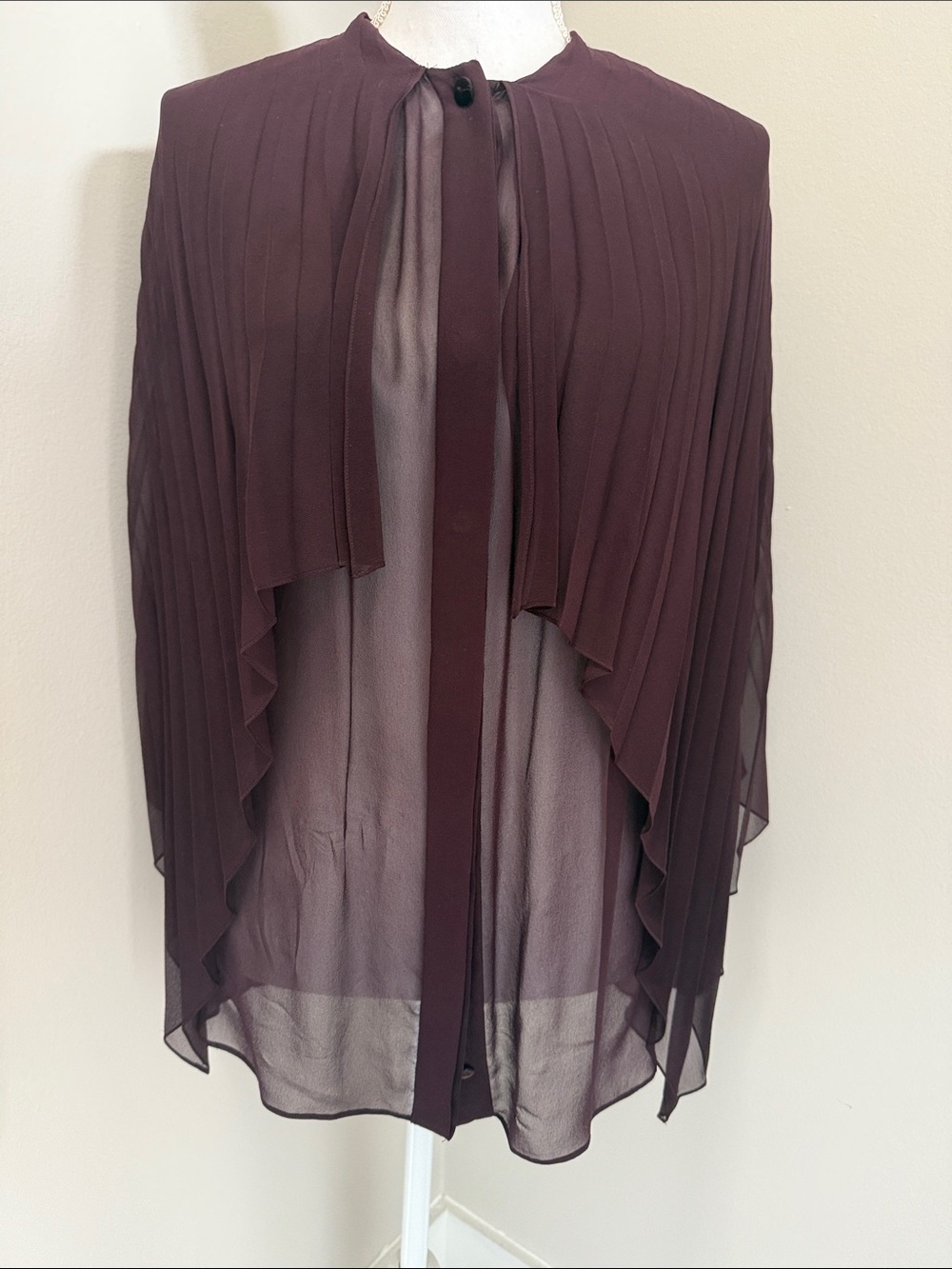 Gucci Plum Pleated Sheer Blouse